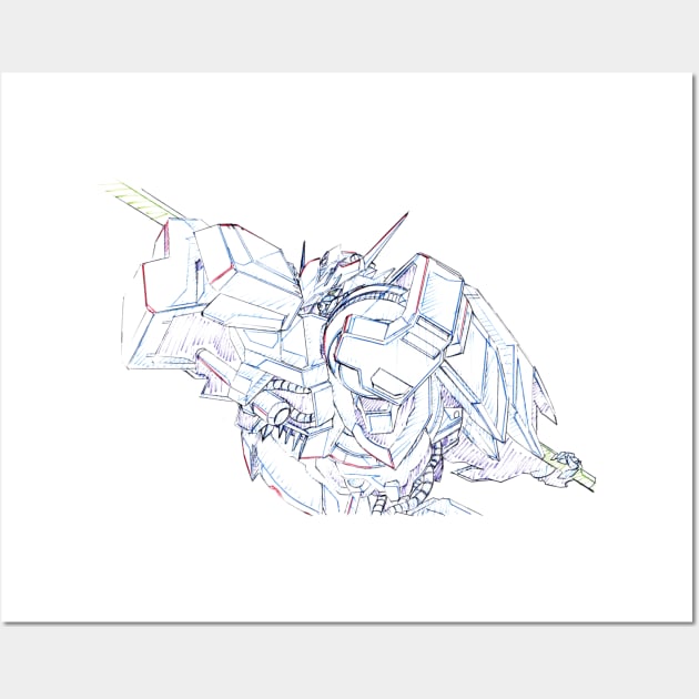 Barbatos Gundam Smash Sketch Wall Art by Pakyu Pashion